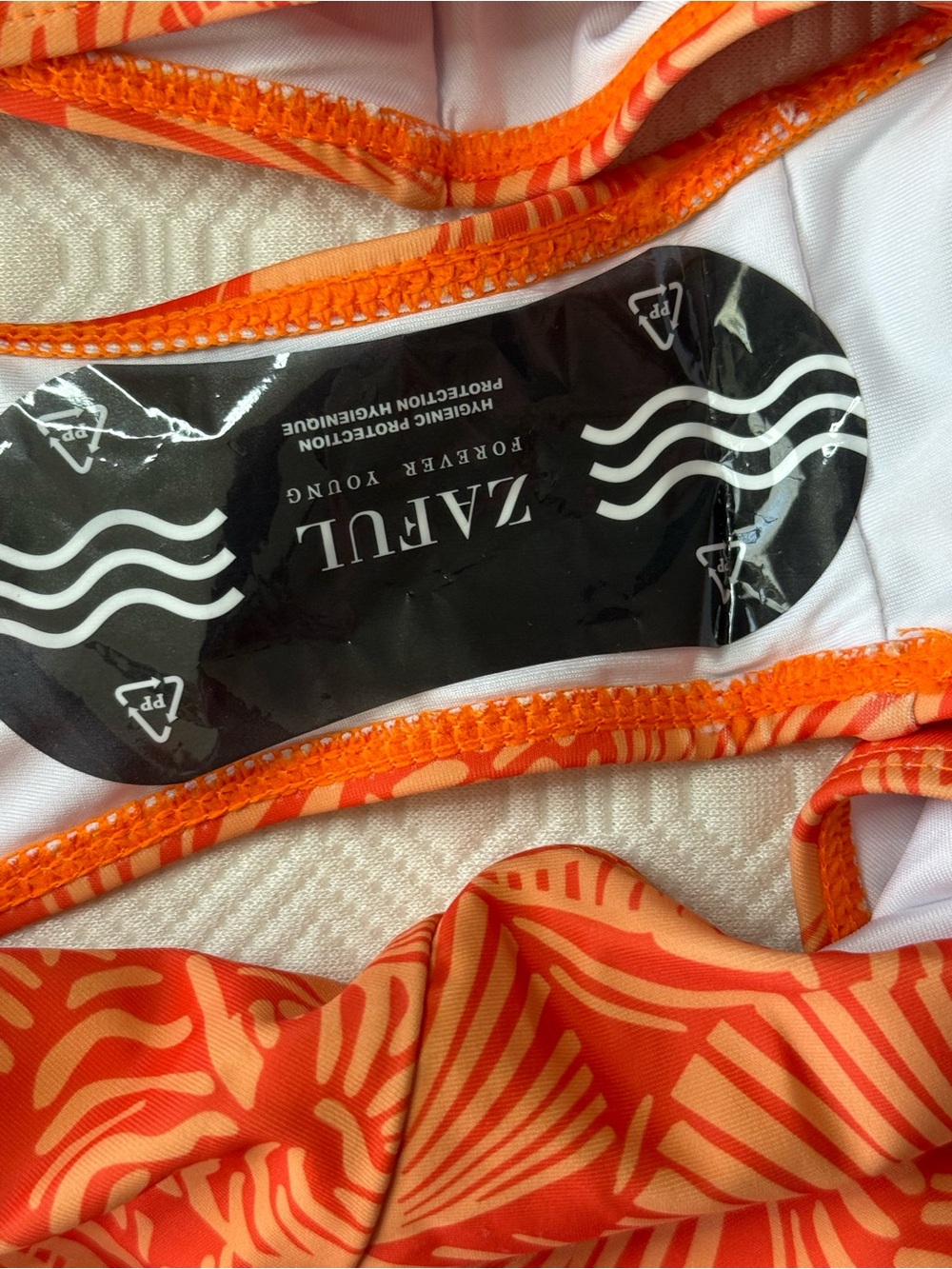 Zaful Orange Shell-Print Tankini Set - Picture 6 of 6